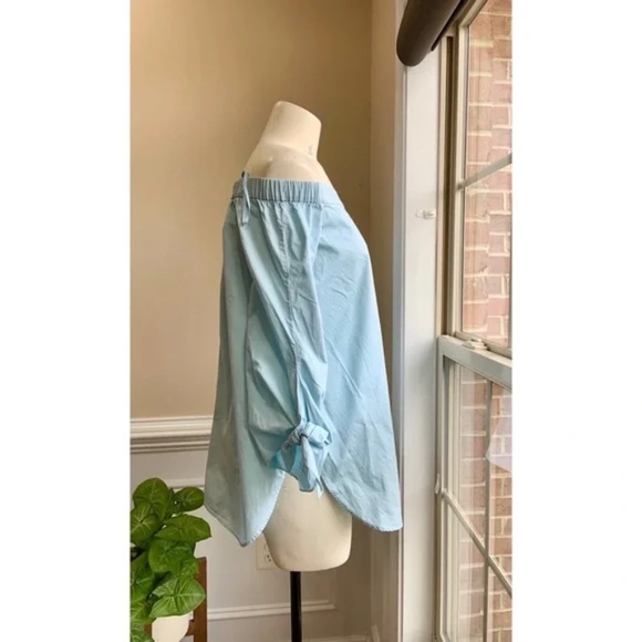 New Tibi Style Satin Poplin Off-the-shoulder Sculpted Tunic Top - Picture 4 of 6